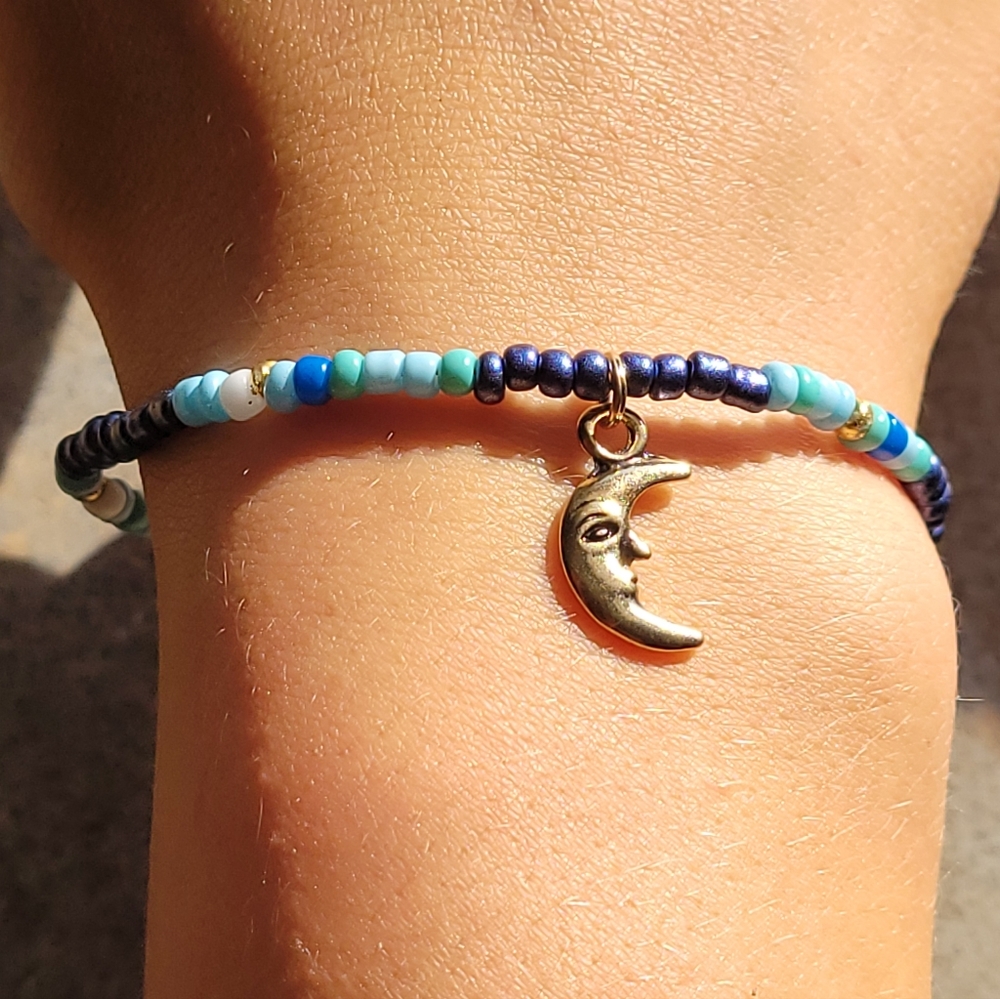 Moon Face Pastel Blues Bracelet